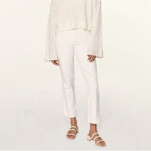 Amo White Jeans Chloe Crop‎ White Sand Cotton Blend Womens Size 32 Raw Hem
